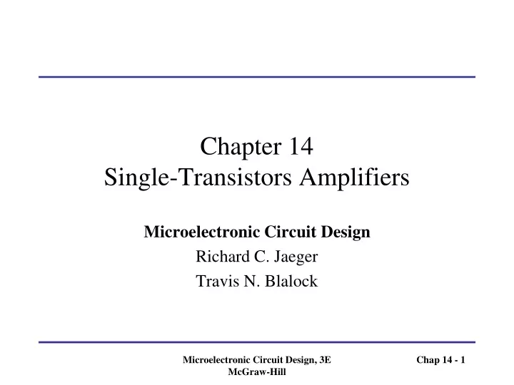 chapter 14 single transistors amplifiers