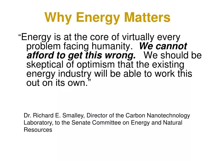 why energy matters