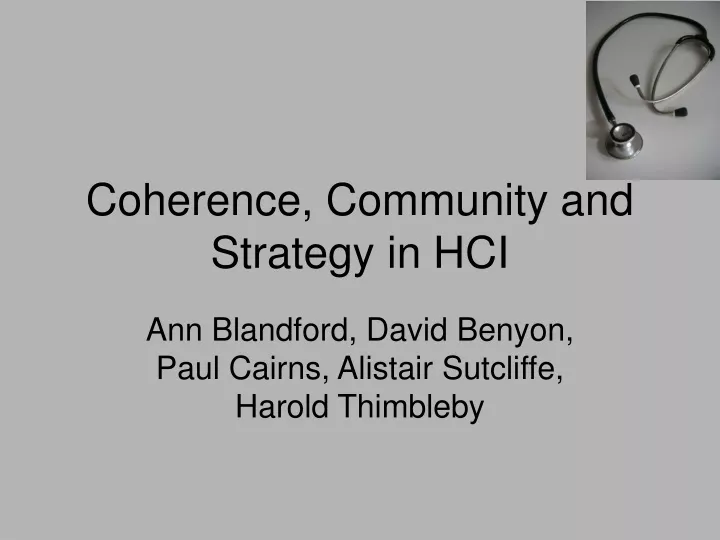 coherence community and strategy in hci