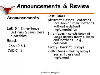 Announcements &amp; Review