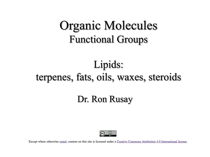 organic molecules functional groups lipids