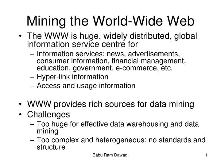 mining the world wide web