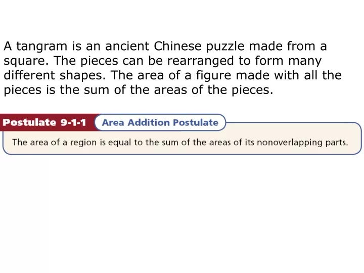 a tangram is an ancient chinese puzzle made from