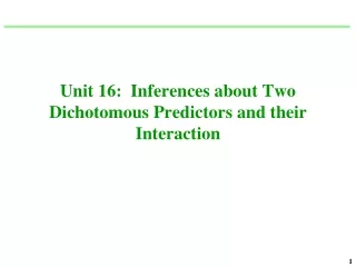 Unit 16:  Inferences about Two Dichotomous Predictors and their Interaction