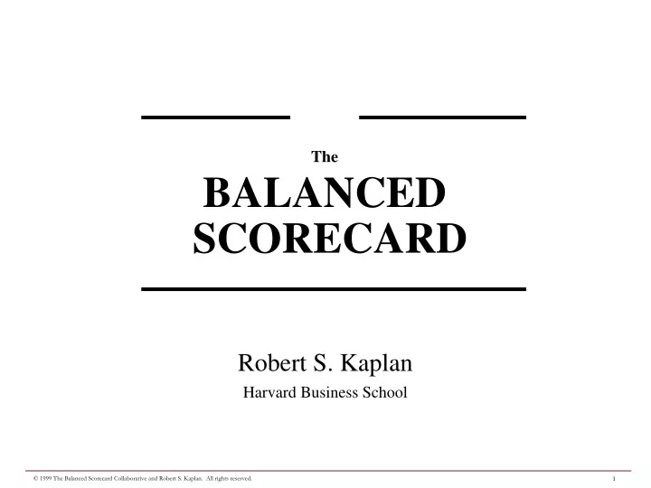 the balanced scorecard