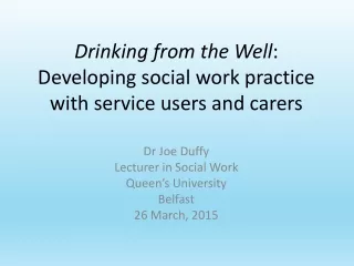 Drinking from the Well : Developing social work practice with service users and carers