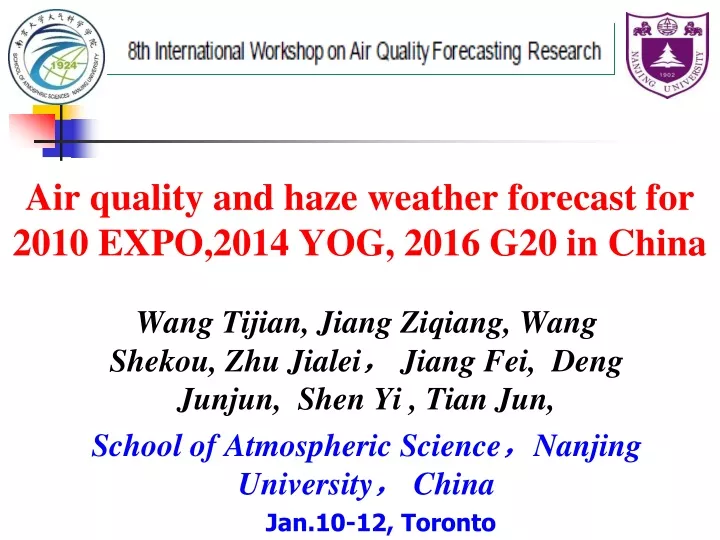 air quality and haze weather forecast for 2010 expo 2014 yog 2016 g20 in china
