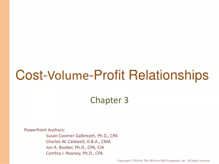 cost volume profit relationships