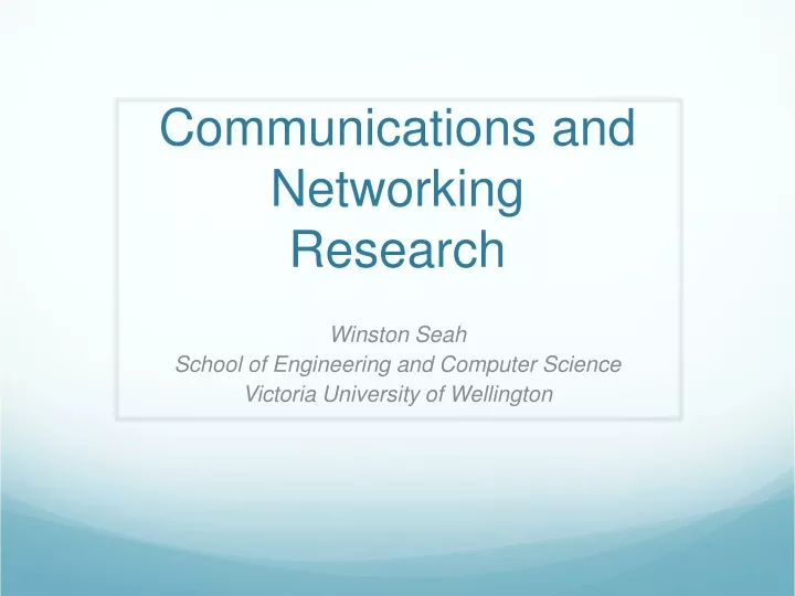 communications and networking research