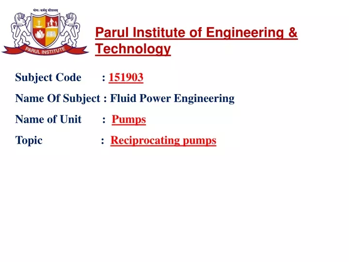 parul institute of engineering technology