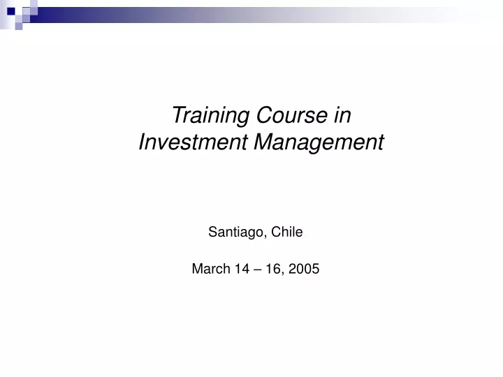 training course in investment management