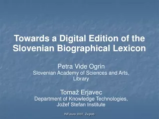 Towards a Digital Edition of the Slovenian Biographical Lexicon