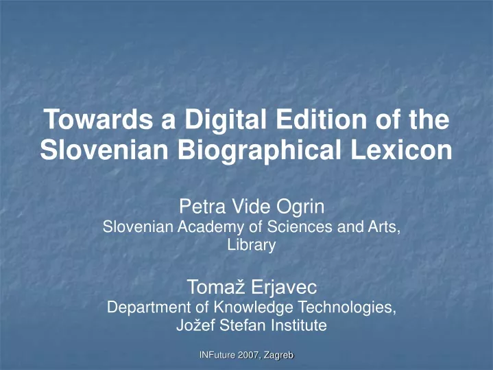 towards a digital edition of the slovenian