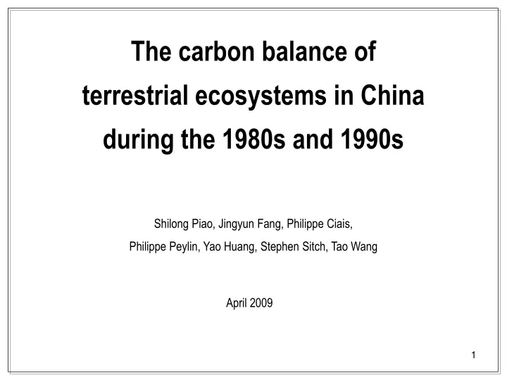 the carbon balance of terrestrial ecosystems