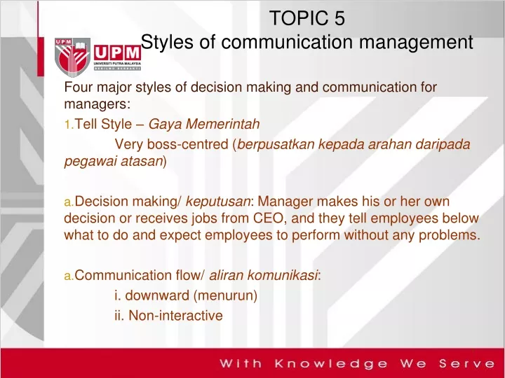 topic 5 styles of communication management