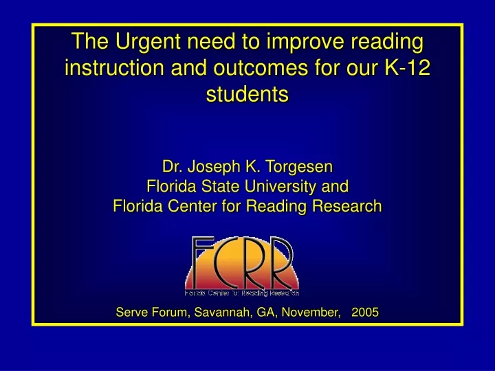 the urgent need to improve reading instruction