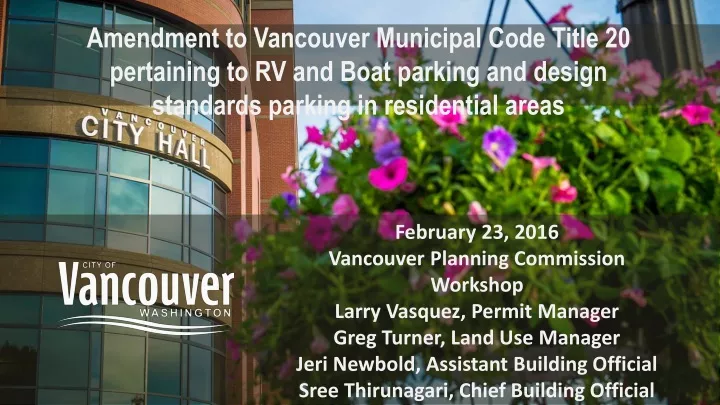 amendment to vancouver municipal code title