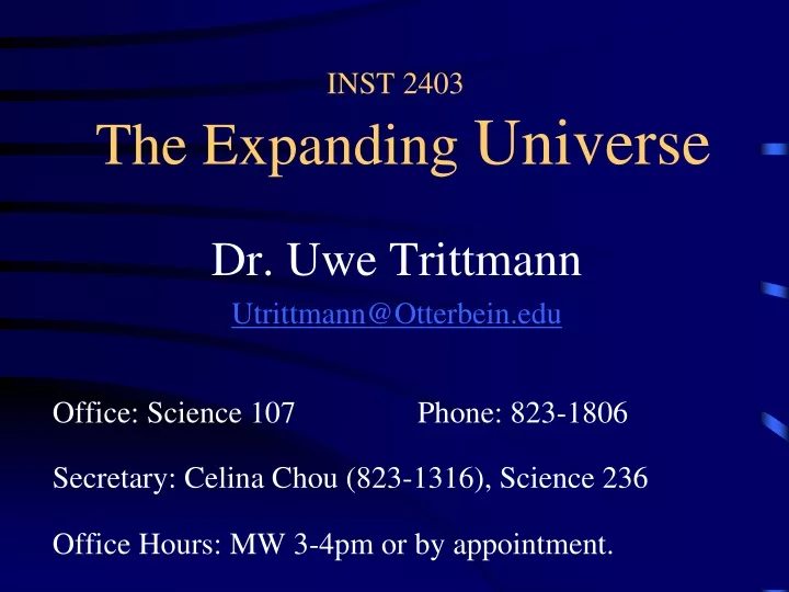 inst 2403 the expanding universe