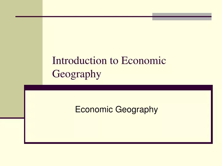 introduction to economic geography