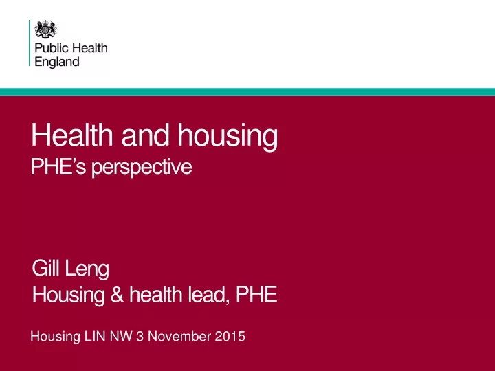 health and housing phe s perspective