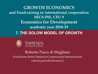 Roberto Pasca di Magliano Fondazione Roma Sapienza-Cooperazione Internazionale