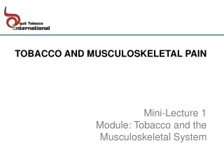 TOBACCO AND MUSCULOSKELETAL PAIN Mini-Lecture 1 Module: Tobacco and the  Musculoskeletal System