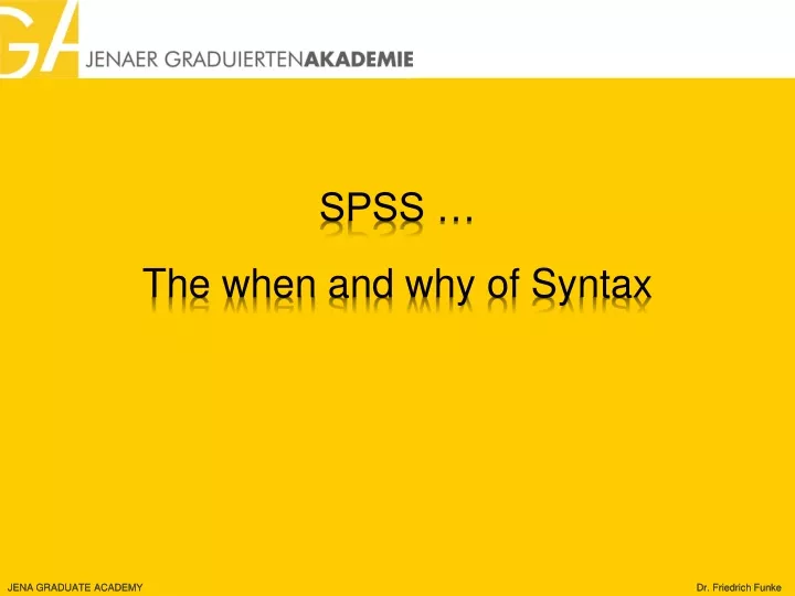 spss the when and why of syntax