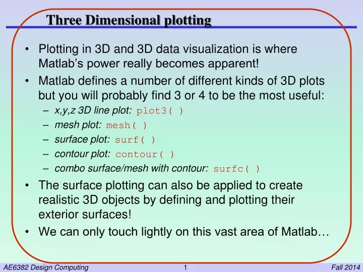 three dimensional plotting