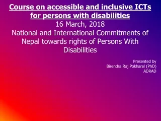 Course on accessible and inclusive ICTs for persons with disabilities 16 March, 2018