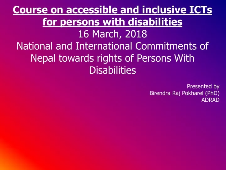 course on accessible and inclusive icts