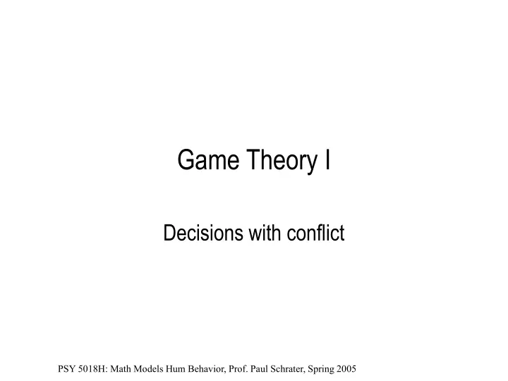 game theory i