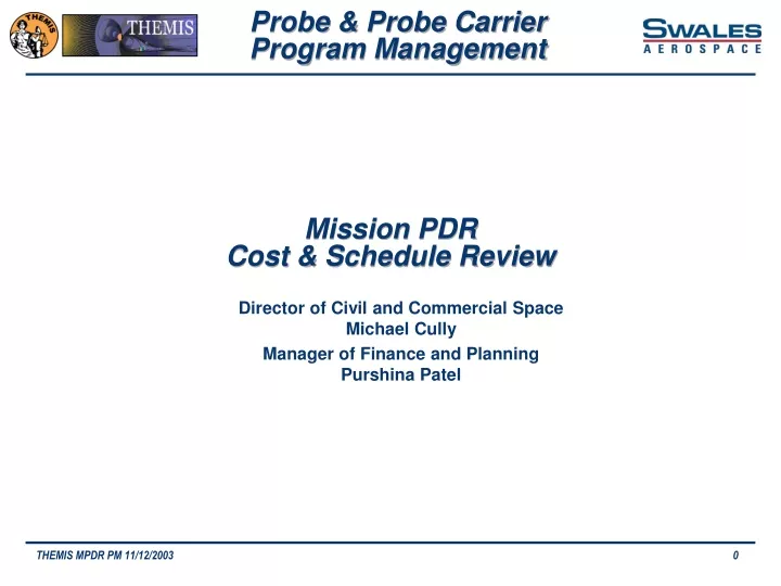 mission pdr cost schedule review