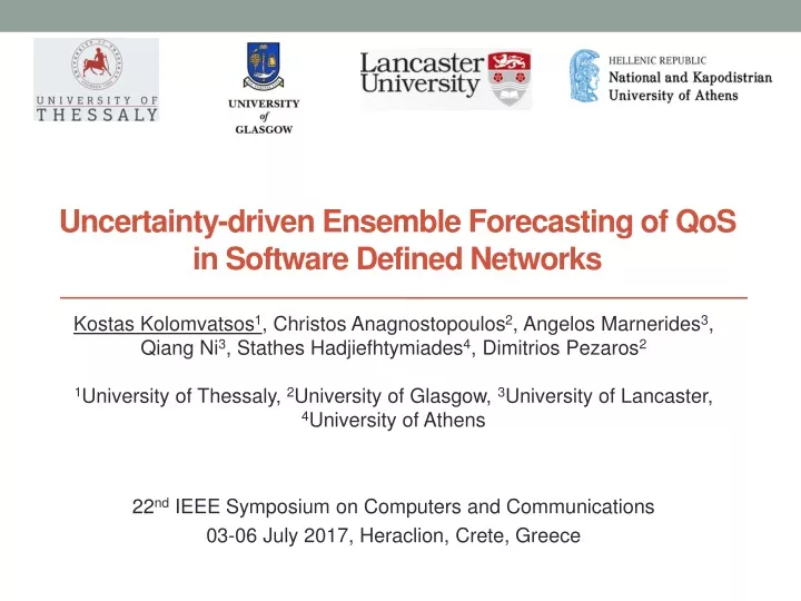 uncertainty driven ensemble forecasting of qos in software defined networks