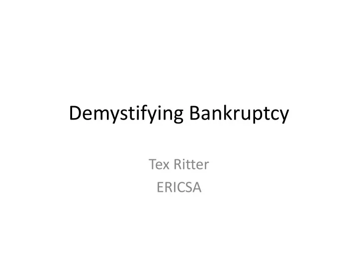 demystifying bankruptcy