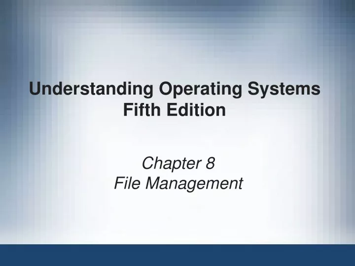 understanding operating systems fifth edition