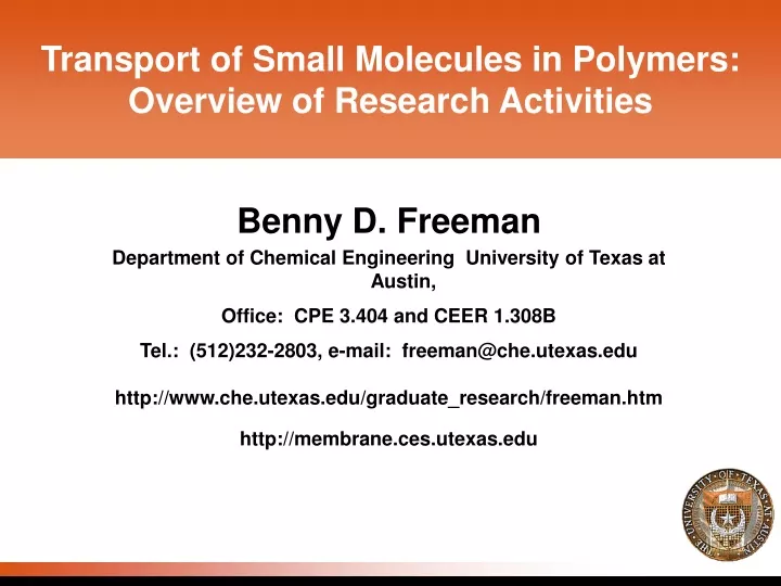 transport of small molecules in polymers overview