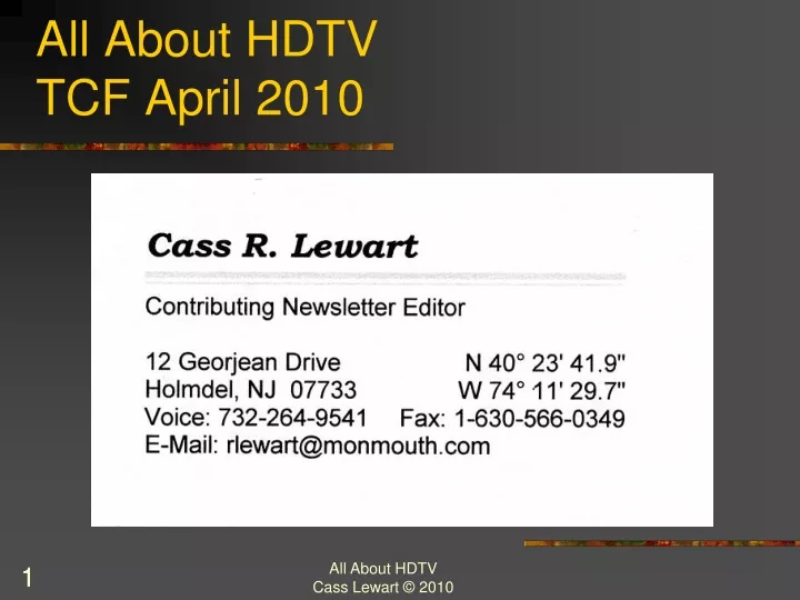 all about hdtv tcf april 2010