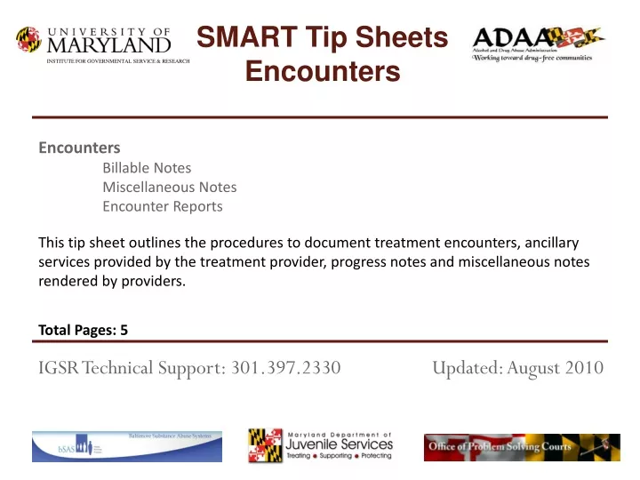 smart tip sheets encounters