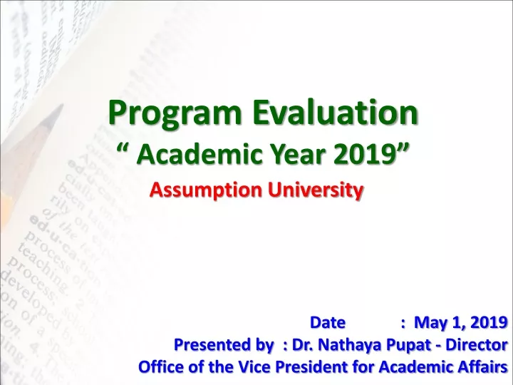 program evaluation academic year 2019