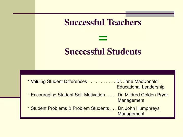 successful teachers successful students