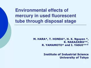 Environmental effects of mercury in used fluorescent tube through disposal stage