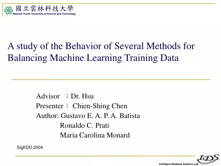 a study of the behavior of several methods for balancing machine learning training data