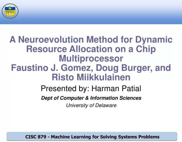a neuroevolution method for dynamic resource