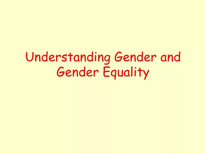 understanding gender and gender equality