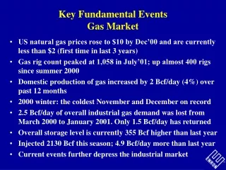 Key Fundamental Events Gas Market