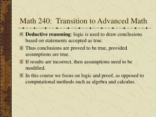 Math 240:  Transition to Advanced Math