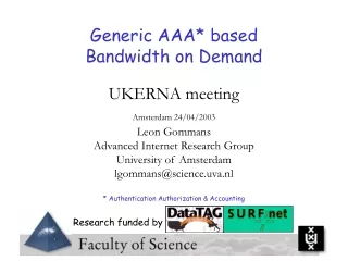 Generic AAA* based Bandwidth on Demand UKERNA meeting Amsterdam 24/04/2003 Leon Gommans