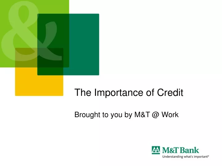 the importance of credit
