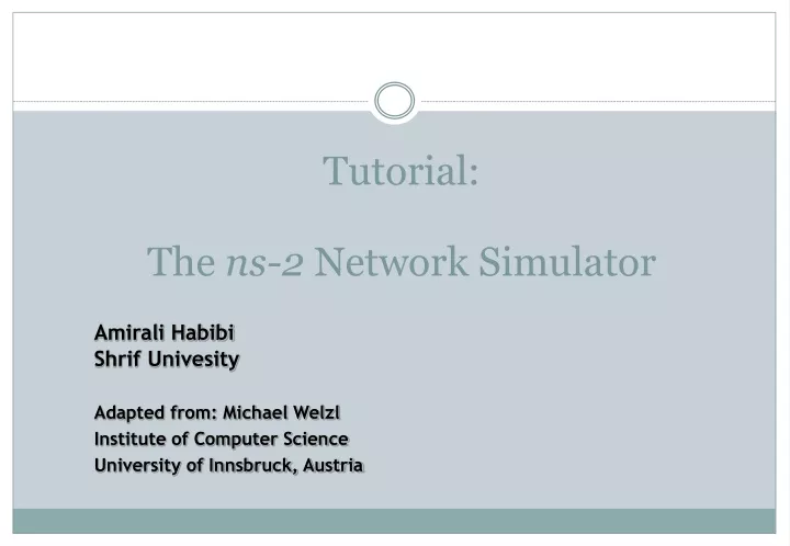 tutorial the ns 2 network simulator