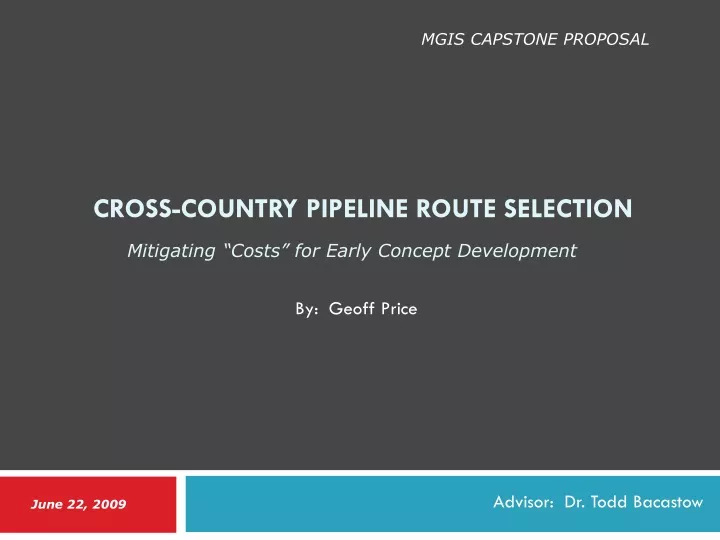 cross country pipeline route selection